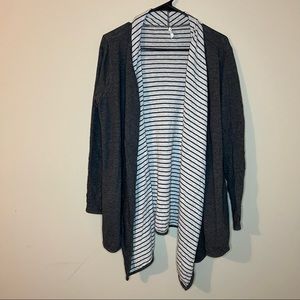 Matilda Jane Dark Gray Cardigan with Interior Stripes